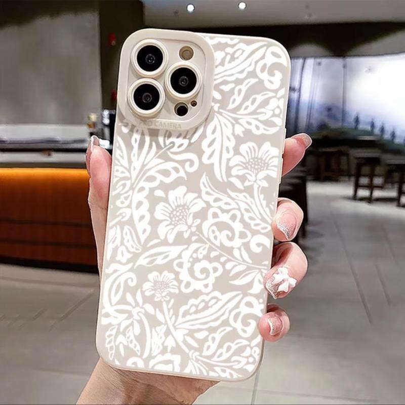 Floral Pattern Phone Case, Anti-fall Phone Protector Cover, Shockproof Phone Protective Case Compatible with iPhone 15 14 13 12 11 Series