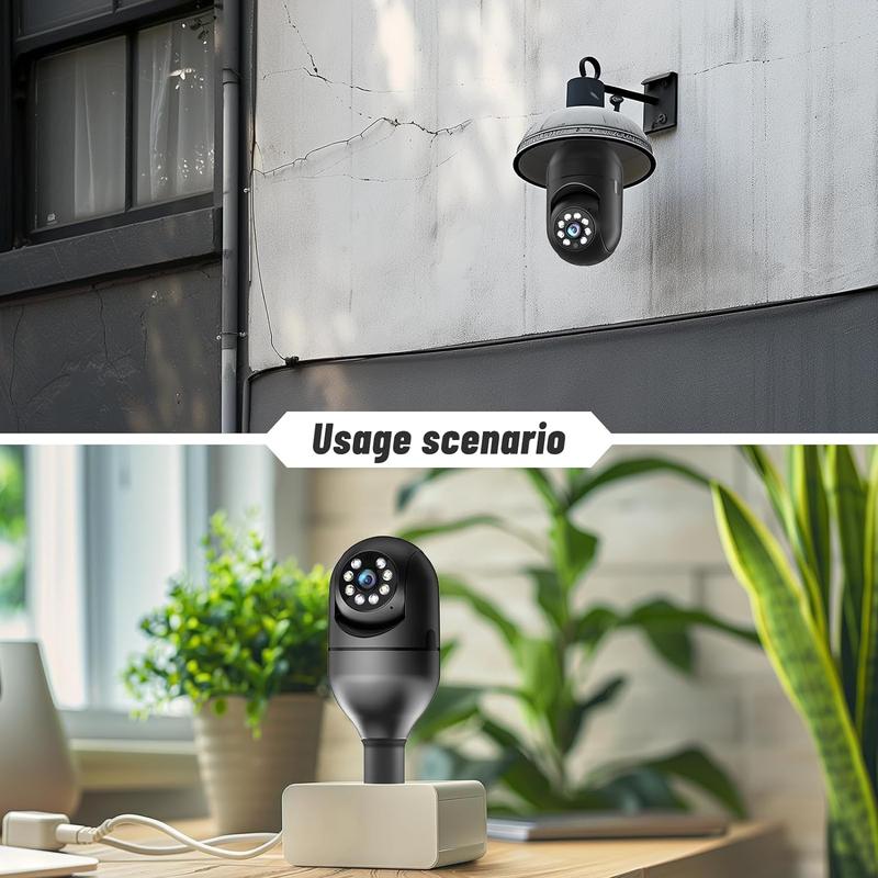 Light Bulb Security Camera 5G WiFi 1080P Light Socket Security Cameras Wireless Outdoor , 360 Screw in Sight Bulb Motion Detection Siren Alarm Lightbulb Camera 2-Way Audio Color Night Vision Home Security Cameras (Black)