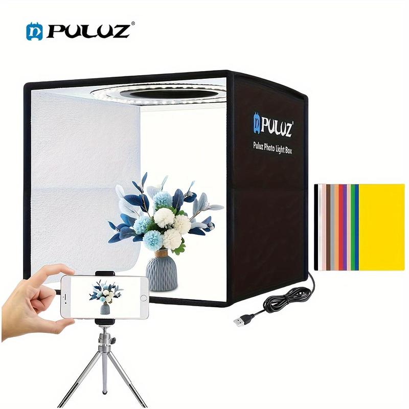 Portable Photo Studio Shooting Tent Box, 1 Set Professional Dimmable Shooting Tent Kit with 96 LEDs USB Ring Light Box for Lighting Shoots Phones DSLR Camera, Stocking Fillers Gift