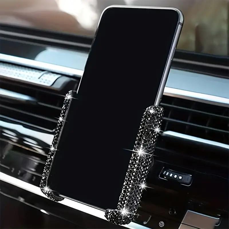 Rhinestone Decor Car Air Outlet Phone Holder, Mini Portable Car Air Vent Phone Navigation Holder, Fashion Car Interior Phone Holder