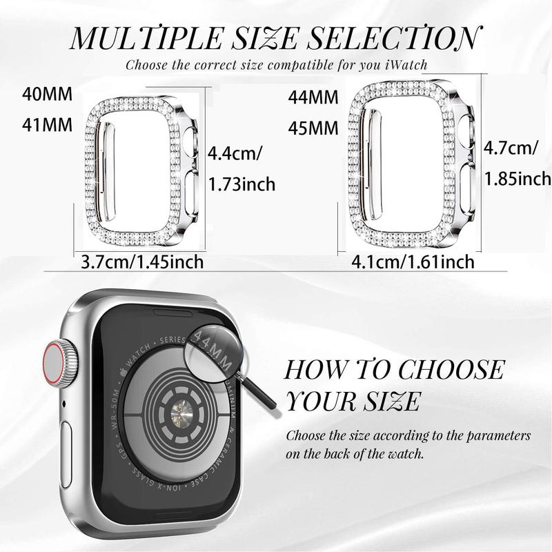 Rhinestone Decor Smart Watch Protective Case, 1 Count Anti-scratch Smart Watch Cover, Watch Accessory Compatible With iWatch 40mm to 45mm, Smartwatch Accessories