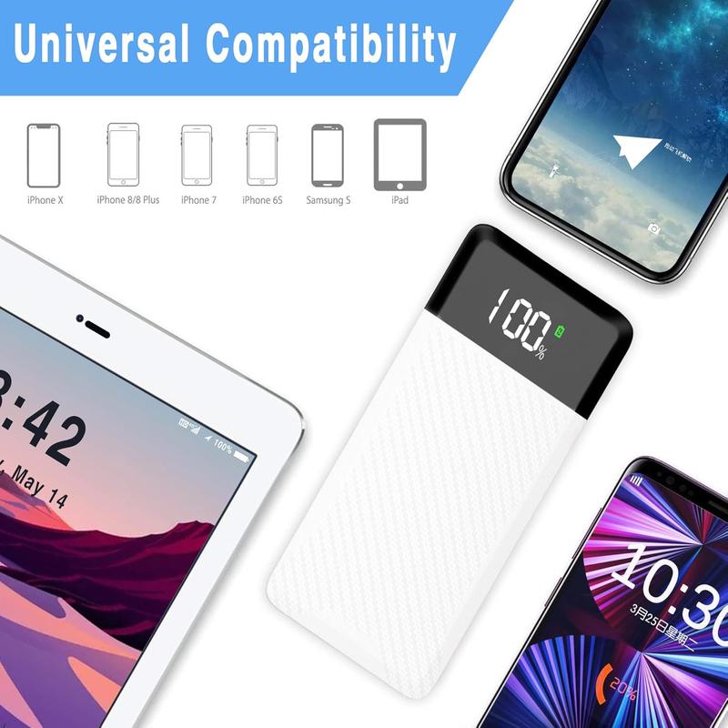 2024 New Portable Charger,10000mAh Power Bank with LED Digital Display,2 USB 1Type-C PD 37W 5V3A Qc3.0 Fast Charging Power Bank