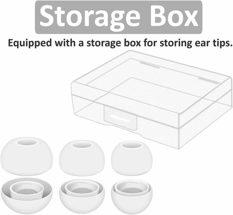 3 Pairs Compatible with AirPods Pro 1st 2nd Ear Tips Buds, Small Medium Large 3 Size Replacement  Rubber Eartips Earbuds Gel Accessories Compatible with AirPods Pro 2 and 1st - S M L White