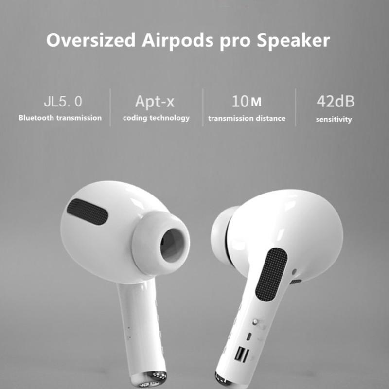 Wireless Earphone Shape Speaker, USB Charging Support Microphone FM Radio TF Card Wireless Loudspeaker, 360° Stereo HiFi Sound Portable Speaker, Halloween Thanksgiving Christmas New Year Gifts