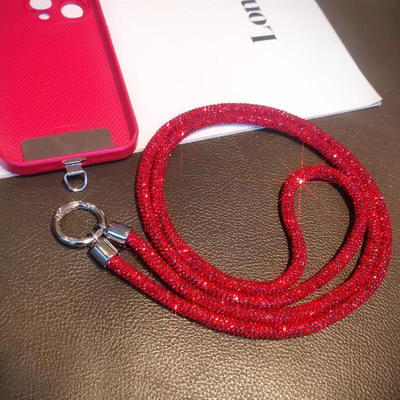 Artificial Crystal Phone Chain, Fashionable Phone Lanyard, Phone Strap for Women & Girls, Mobile Phone Decoration Accessories