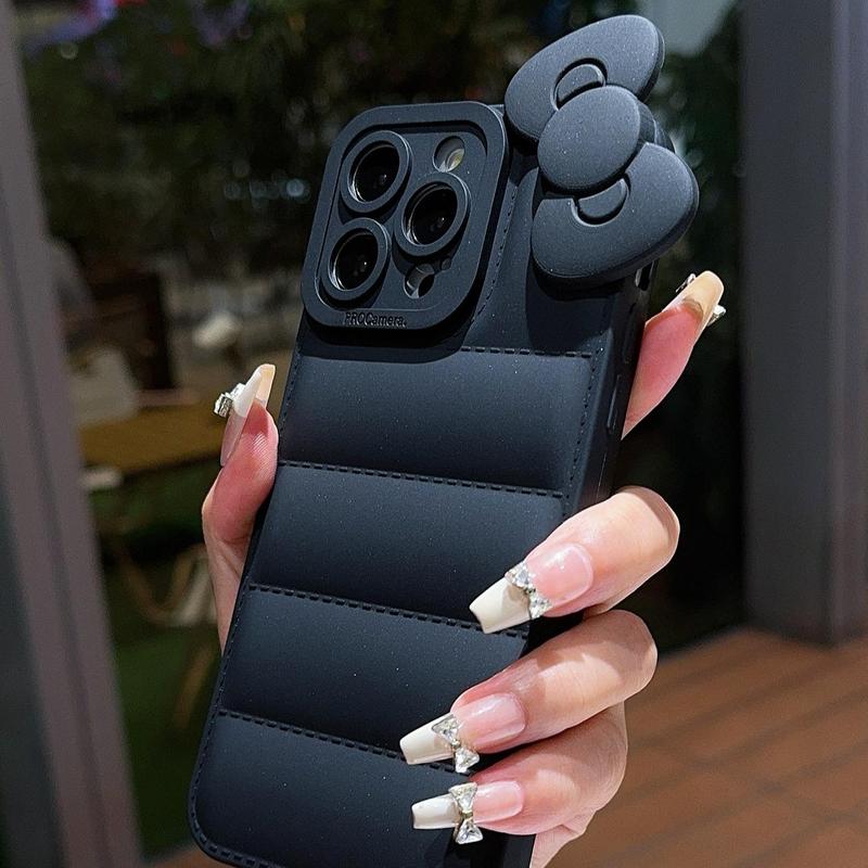 Fall Cute Down Jacket Design Phone Case, 1 Count Y2K Solid Color Phone Protective Cover, Phone Accessory Compatible With iPhone 15 14 13 12 11 15 Pro Max 15 Plus XR XS Max, Cellphone Accessories