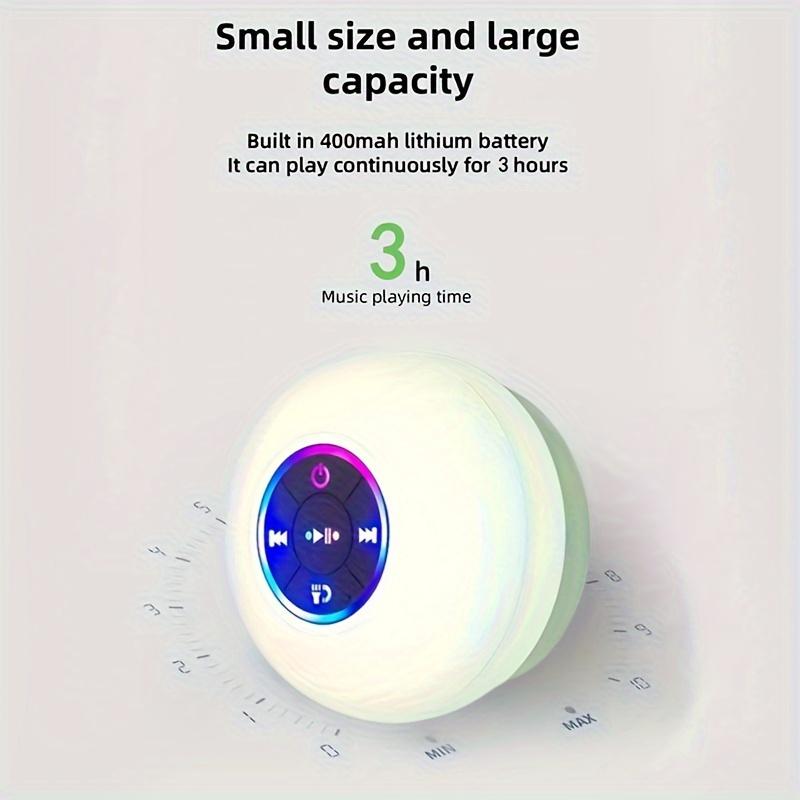 Mini Bluetooth Shower Speaker with LED light,Portable IPX4 Waterproof, Hands-Free Speakerphone,Rechargeable Using Micro USB, Wireless Stereo for Beach, Shower & Home,Black Friday&New Christmas Gift