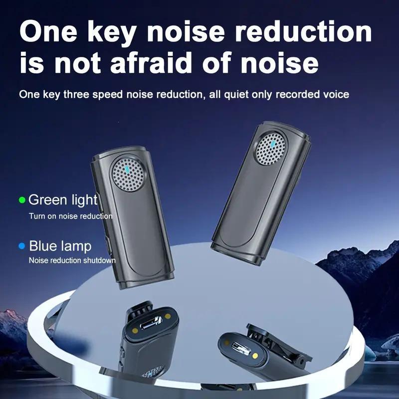 2 in 1 Noise Cancelling Wireless Microphone, USB Rechargeable Wireless Microphone with Charging Case, Portable Microphone for Interview Vlog Live Video