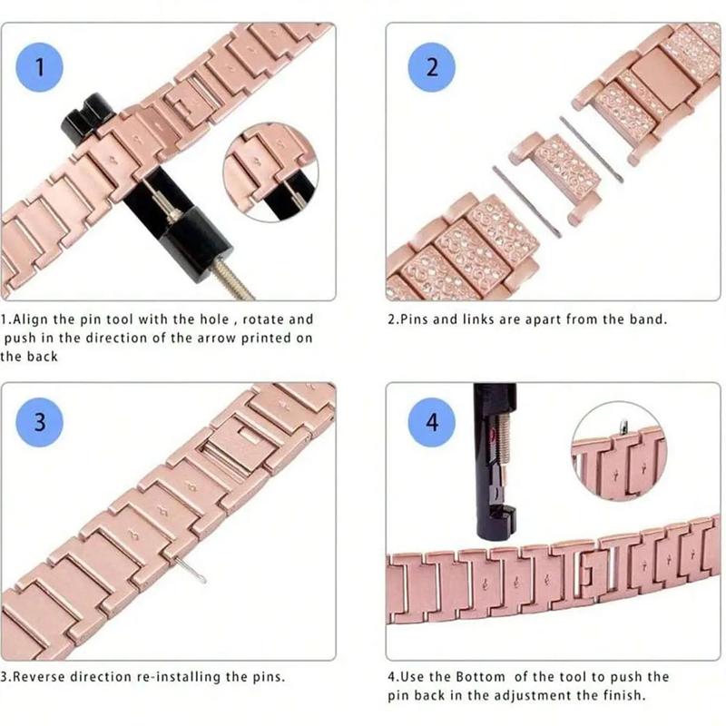 Three-Row Rhinestone Decor Watch Band, 1 Count Fashionable Watch Band for Women & Girls, Compatible with Apple Watch Ultra2 Ultra SE 2 SE 9 8 7 6 5 4 3 2 1