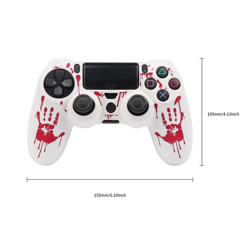 Blood Hand Print Game Controller Protector Set, 1 Set Silicone Handheld Game Controller Protector, Game Controller Protective Cover for PS4, Controller Accessories, Game Console  Accessories