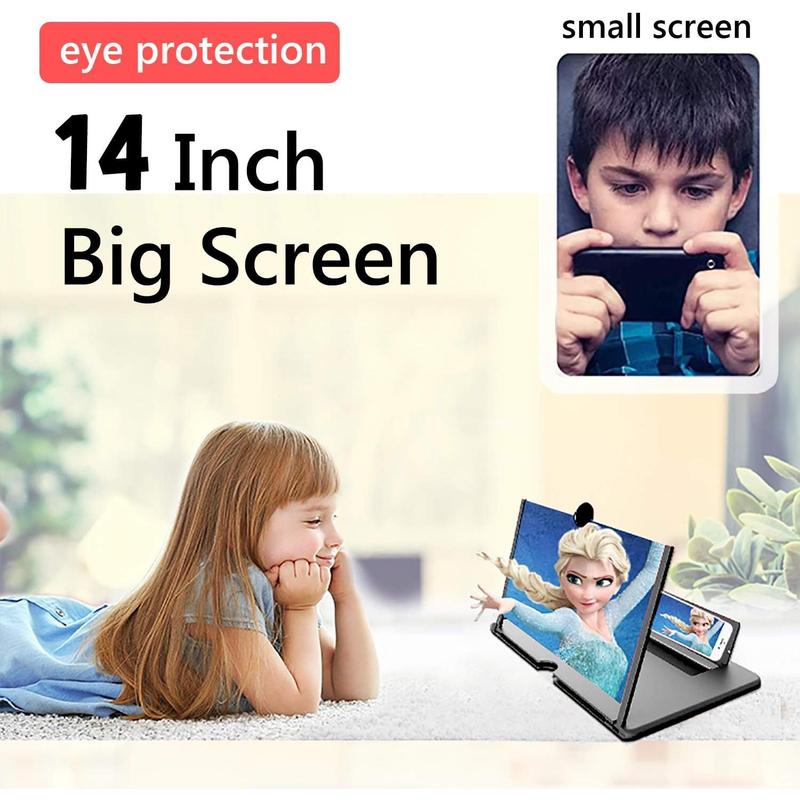 Smartphone Screen Magnifier Stand 14 Inch 3D Foldable Amplifier Stand Holder for Cell Phone Adjustable Angle for Families Mom Dad