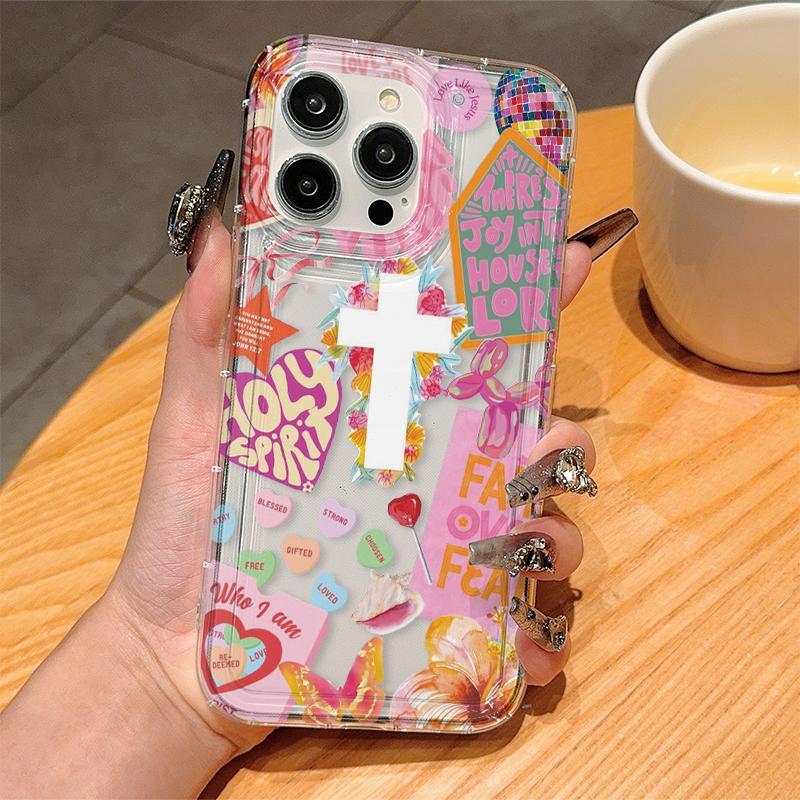 Cute Cross Pattern Phone Case, Anti-drop Phone Protector Cover, Phone Accessories Compatible with iPhone 6 7 8 X XR XS 11 12 13 14 15 Pro Max