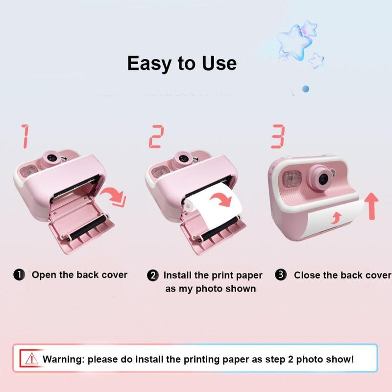 KGG Instant Photo Printer, Mini Thermal Printer, Ink-free Thermal Printer, Durable Student Digital Camera, Photography Video Instant Printing Camera, Birthday Gift