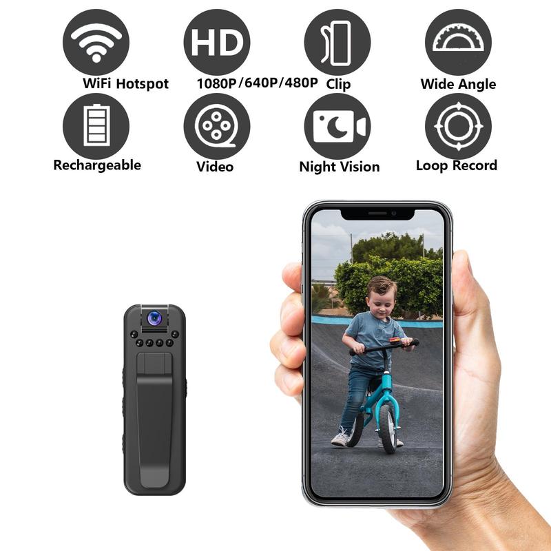 Alt Digital Wireless 1080P Vlog Body Camera, Wearable Body Cam with Night-Vision & 180° Rotation Lens, Portable Sport DV Camcorder for Outdoor Sport Skiing Cycling Hiking