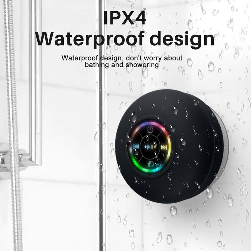 Upgraded Portable Shower Speaker, IPX7 Waterproof Bluetooth Wireless Speaker, Mini Speaker with Suction Cup and Mic for Bathroom Electronics for Halloween Thanksgiving Christmas New Year Gifts