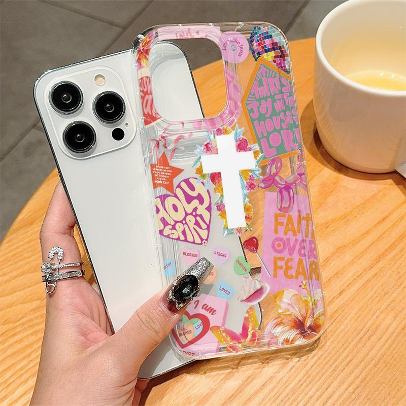 Cute Cross Pattern Phone Case, Anti-drop Phone Protector Cover, Phone Accessories Compatible with iPhone 6 7 8 X XR XS 11 12 13 14 15 Pro Max