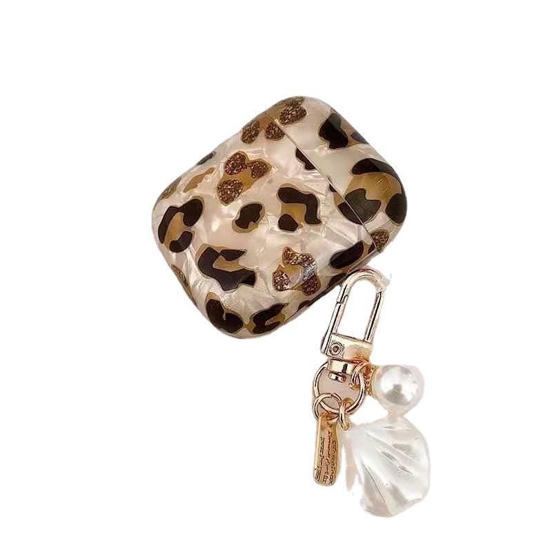 Fashion Leopard Print Earphone Case with Chain, Earphone Protective Cover, Earphone Accessories Compatible with AirPod 1 2 AirPod Pro