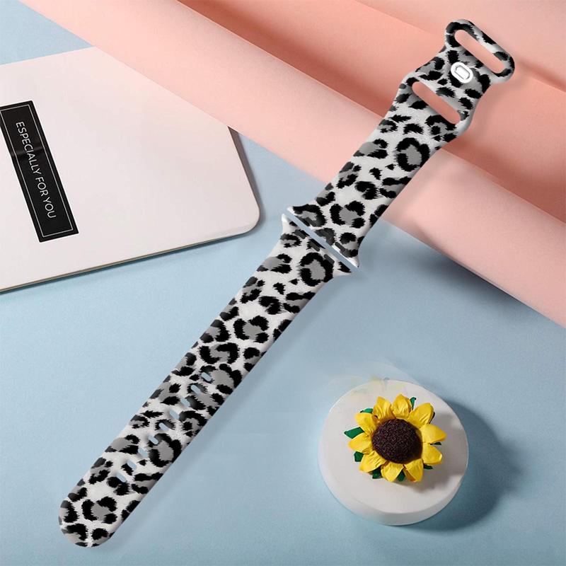 Fashionable Print Design Smart Watch Band (Band Only), 1 Count Durable & Easy to Wear Silicone Watch Band, Replacement Watch Band Compatible with Apple Watch Series