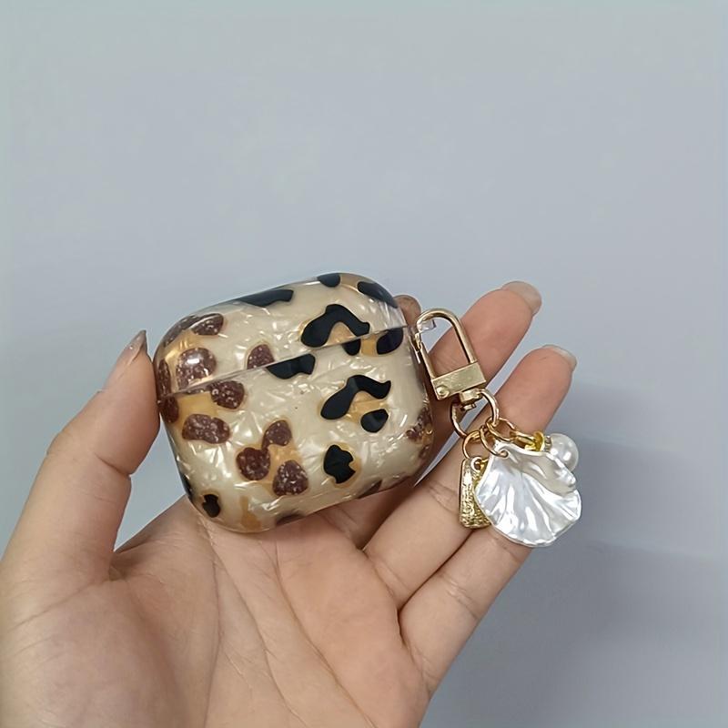 Fashion Leopard Print Earphone Case with Chain, Earphone Protective Cover, Earphone Accessories Compatible with AirPod 1 2 AirPod Pro