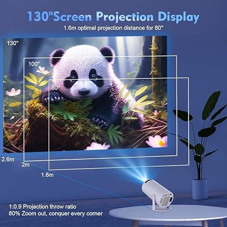 H-09 Fall Portable Outdoor Projector, 4K HD Projectors with WIFI & Bluetooth-compatible, Outdoor Portable Projector for Home & Outdoor Use, Projector for Bedroom, Mini Projector