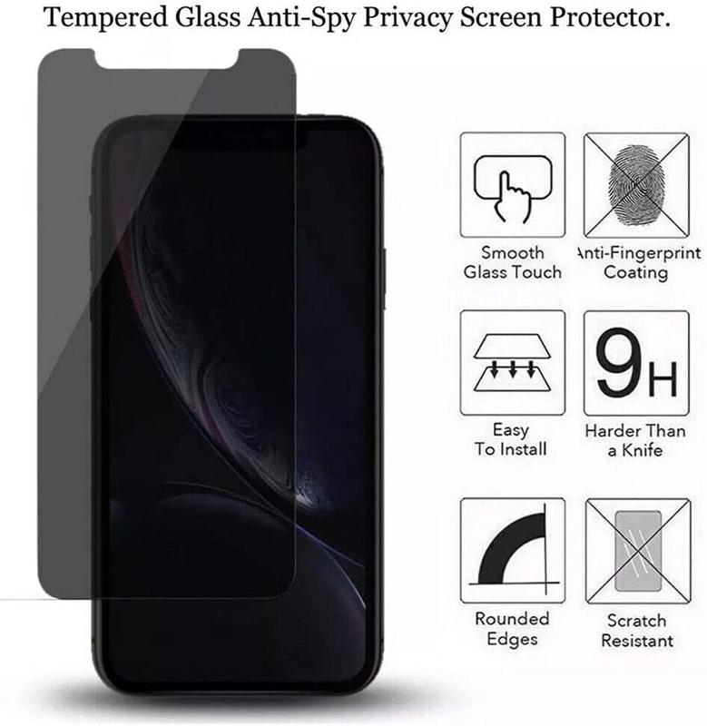 3-Pack For iPhone 16 15 14 13 12 11 Pro Max X XR 8 7 6 Privacy AntiSpy Tempered Glass Screen Protector, 9H Hardness, Bubble Free, Case Friendly