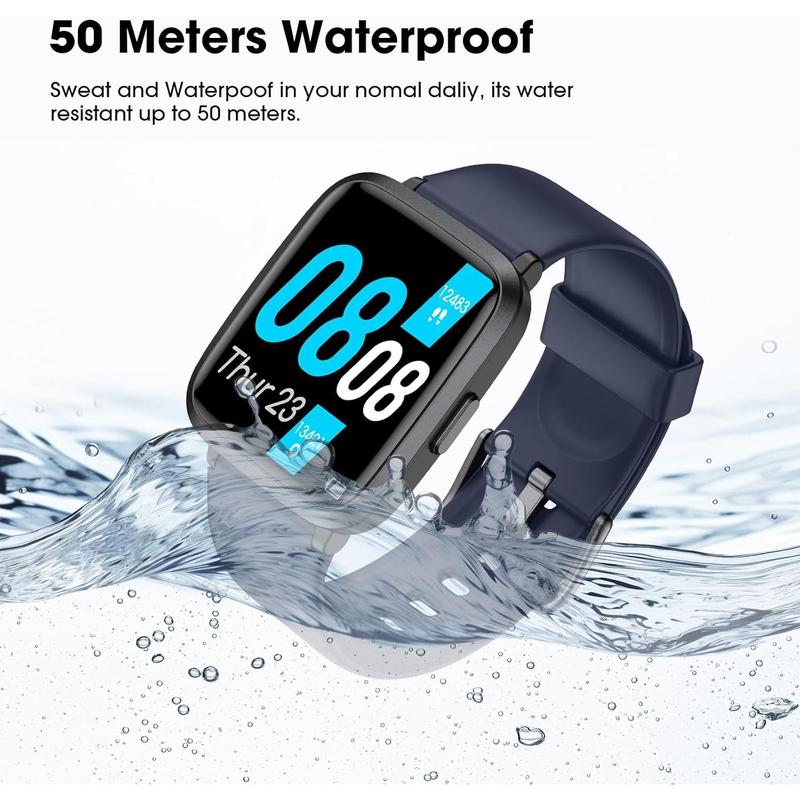 Fitness Tracker, Fitness Watch with Blood Oxygen, Blood Pressure & Heart Rate Monitor, Steps Calories Counter, Sleep Monitor, Pedometer 50 Meters Waterproof, Smart Watch for Android iPhones