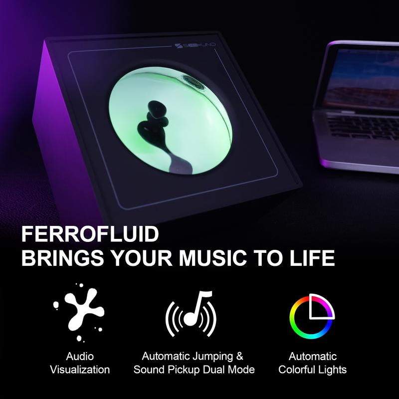 Ferrofluid Music Visualizer, Ferrofluid Display Light, Magnetic Fluid Sound Visualizer, Ferrofluid Speaker Mate, Ferro Fluid Toy, Desktop Decor,  for Gaming, PC, TV, Party, Gifts for Teenagers, Gifts for Christmas