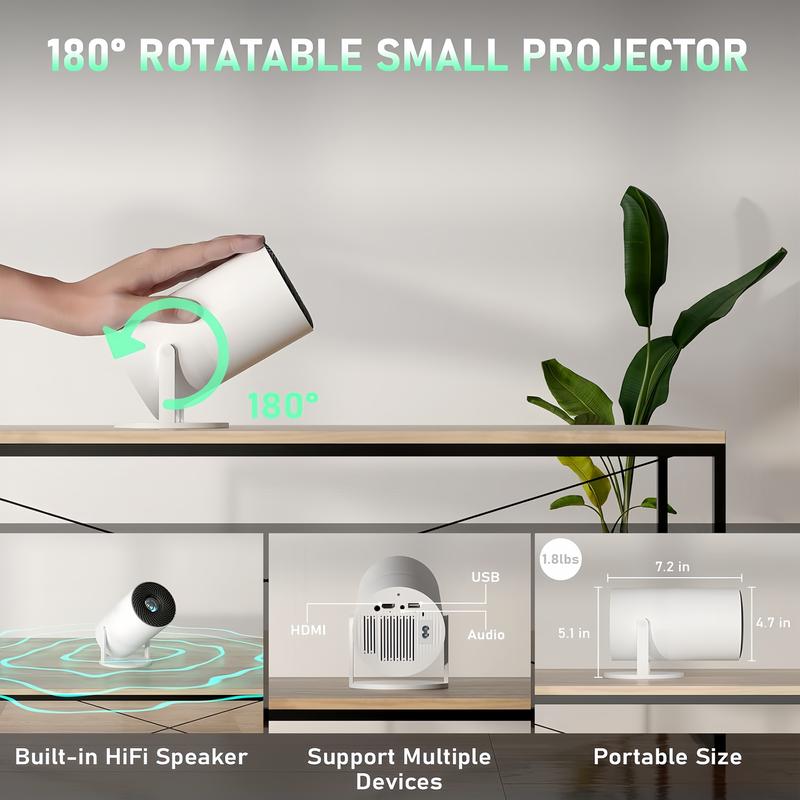 4K  [Auto Focus & Android System] Smart Mini Projector with WiFi and Bluetooth, XuanPad Projector 4K Support, 700 ANSI, Auto Keystone, 3D Stereo Sound Outdoor Home Projector with 360°Adjustable Stand