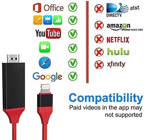 [ MFi Certified] Lightning to HDMI Adapter,  Digital AV Adapter 1080P HD Video Sync Screen Connector  to HDMI for TV Projector Monitor-NO Need Power Supply (Red)