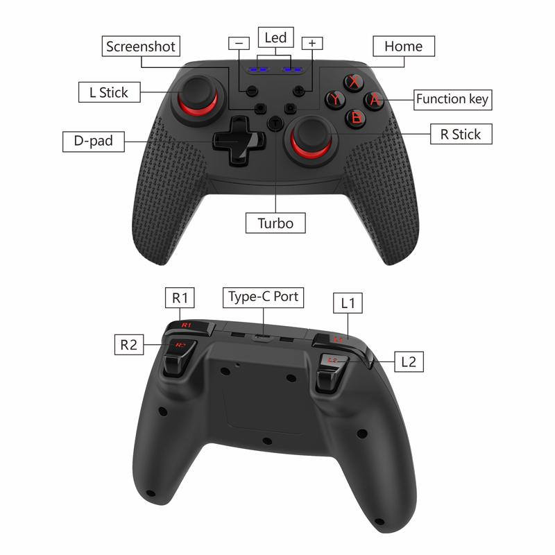 Controller For Switch Pro Wireless Gamepad Compatible For Switch Switch Lite OLED, Game Accessories for Switch Console Wireless Controllers Work with Android Mobile Smartphone PC with 6 Axis-Gyro Dual Vibration TURBO & Wake Up 4 Colors