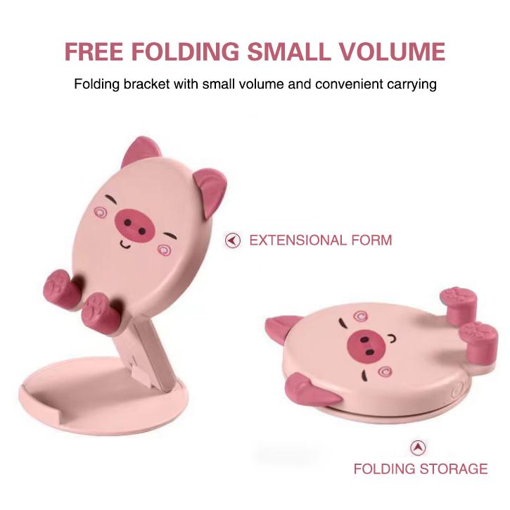 Cute Foldable Phone Stand Pink Phone Holder Adjustable Pig Cell Phone Stand Desk Portable Accessories for All Phones