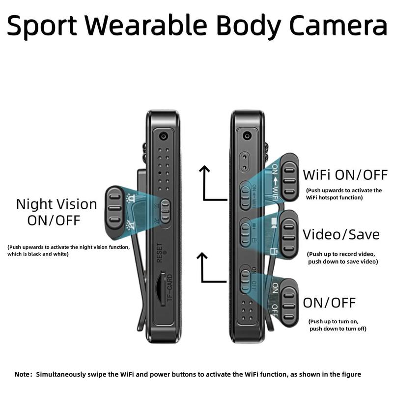 Alt Digital Wireless 1080P Vlog Body Camera, Wearable Body Cam with Night-Vision & 180° Rotation Lens, Portable Sport DV Camcorder for Outdoor Sport Skiing Cycling Hiking