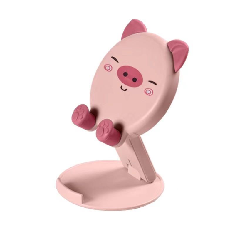 Cute Foldable Phone Stand Pink Phone Holder Adjustable Pig Cell Phone Stand Desk Portable Accessories for All Phones