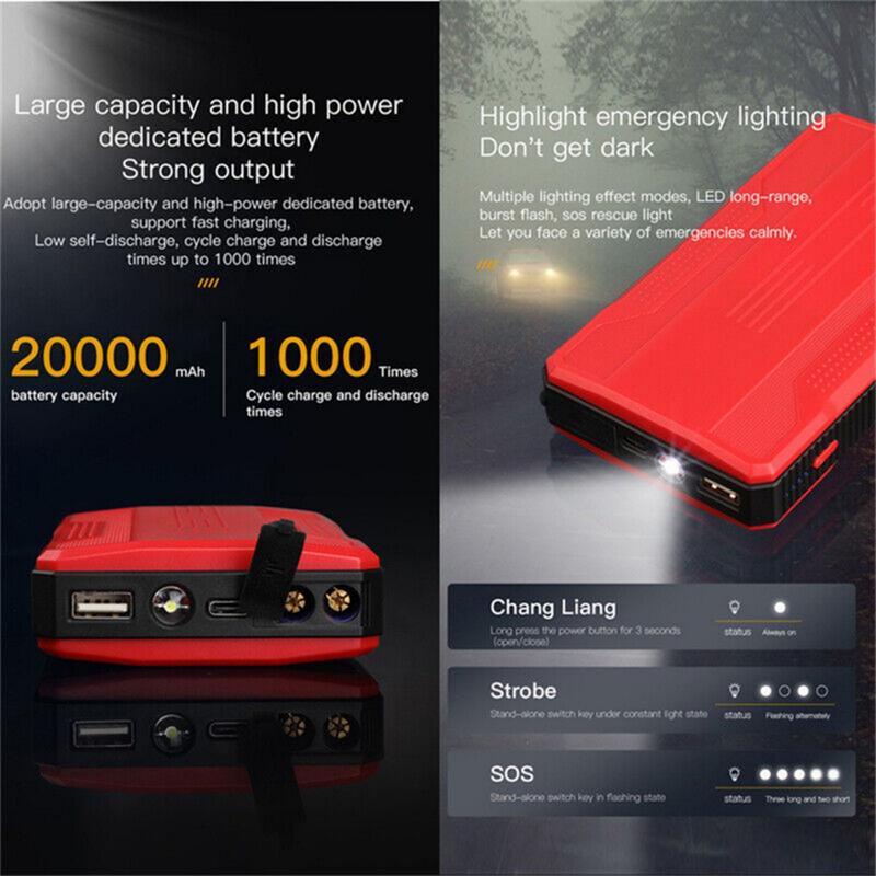 Car Jump Starter and Booster with Dual Lighting Modes, Portable Battery Pack, and Safety Features for Roadside Emergencies peak jump box