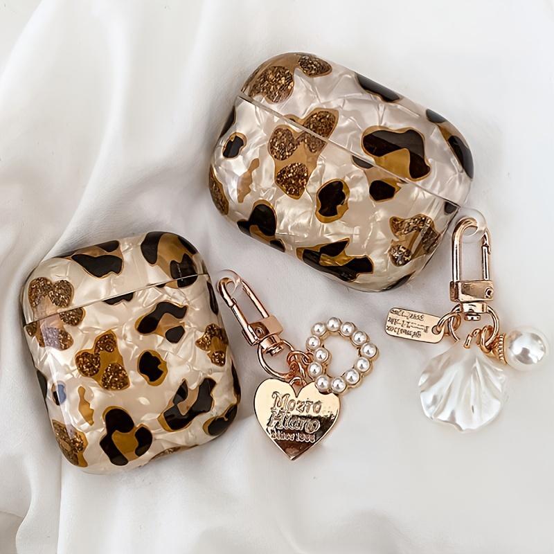 Fashion Leopard Print Earphone Case with Chain, Earphone Protective Cover, Earphone Accessories Compatible with AirPod 1 2 AirPod Pro