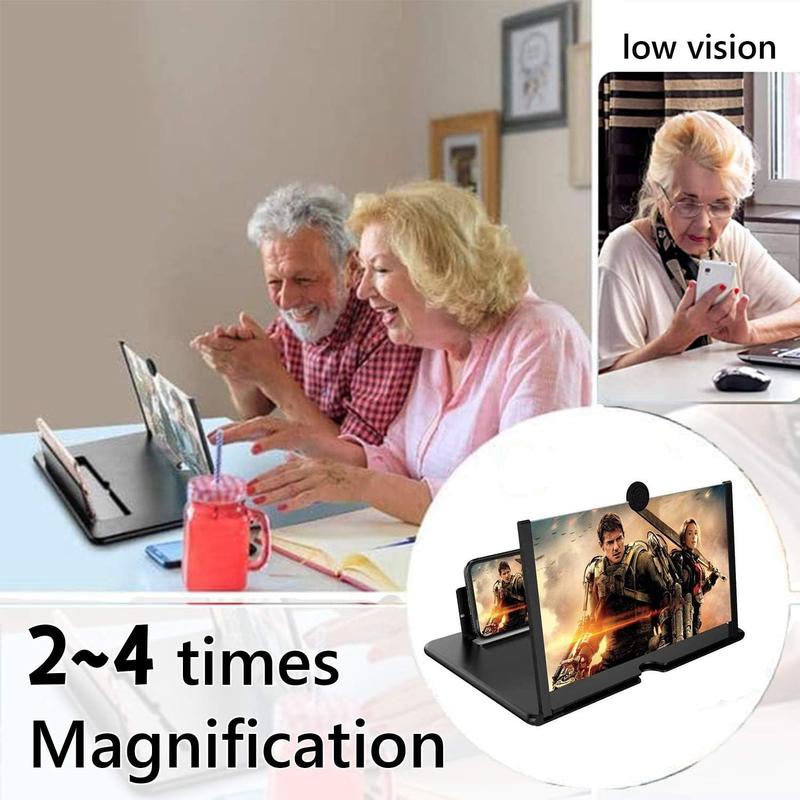 Smartphone Screen Magnifier Stand 14 Inch 3D Foldable Amplifier Stand Holder for Cell Phone Adjustable Angle for Families Mom Dad