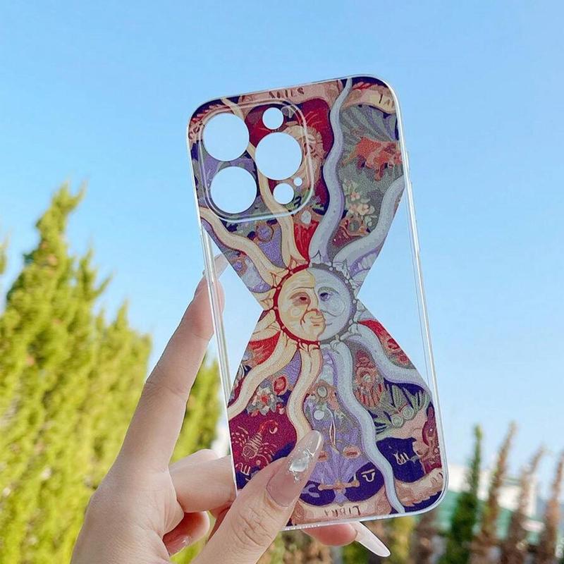 Sun Chart Pattern Phone Case, Decorative Phone Protector Cases, Phone Accessories Compatible With iPhone XR XS Max 11 12 13 14 15 Pro Max Cases Series, Phones Case