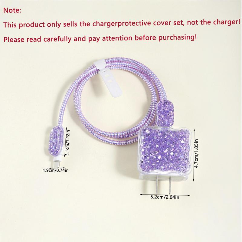 Glitter Sequin Decor Charger Protective Case, Anti-fouling & Anti-breakage Charger Protective Case, Phone Accessories for iPhone 18W 20W Charger