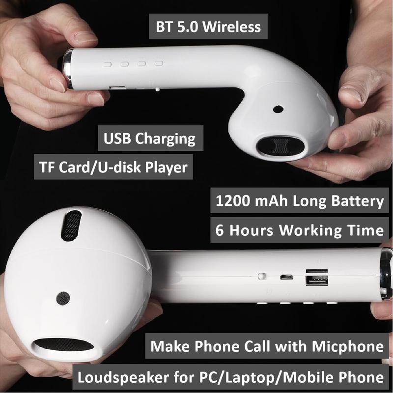 2024 New Wireless Earphone Shape Speaker, USB Charging Support Microphone FM Radio TF Card Wireless Loudspeaker, 360° Stereo HiFi Sound Portable Speaker