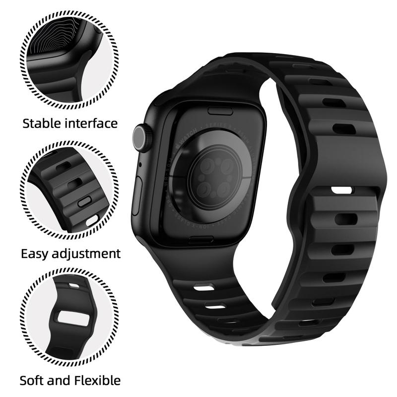 Sport Watch Band (Band Only), Soft Silicone Waterproof Watch Band for Men & Women, Wearable Accessories for iWatch Series 10 9 8 7 6 5 4 3 2 SE Ultra