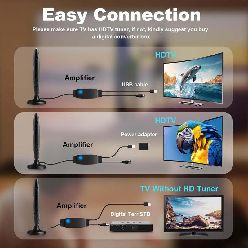 TV Antenna, Portable Design TV Antenna with Enhancer, Long Range TV Antenna, Audio & Video Accessories for Home & Office