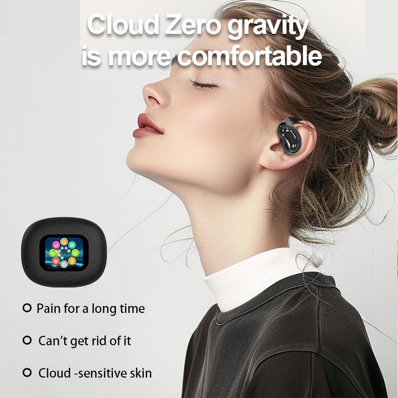 Wireless Open-ear Earbuds, Bluetooth-compatible 5.4 Earphones with Full Color Display Touch Screen, Long Time Play Time Built-in Microphone Headphones