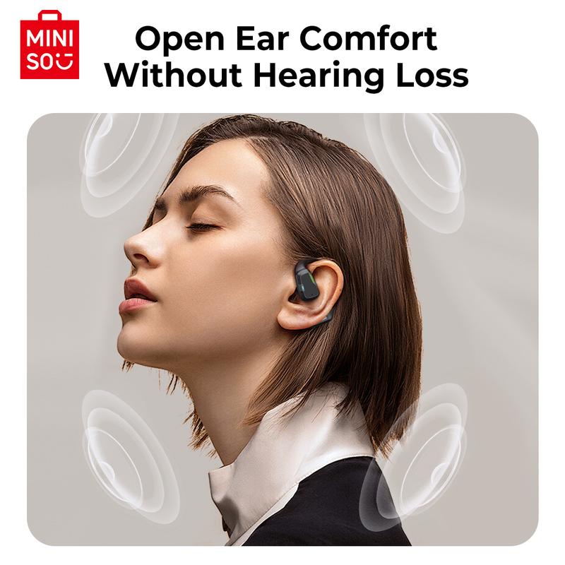 MINISO M98 Full-Color Display Touch Screen OWS Earphones Open Wireless Bluetooth 5.4 Earbuds Low latency Gaming Headsets 35 hours of ultra-long battery life Immersive HIFI Sound Quality Sports Wireless Headphones Sensitive Touch Built-in microphone