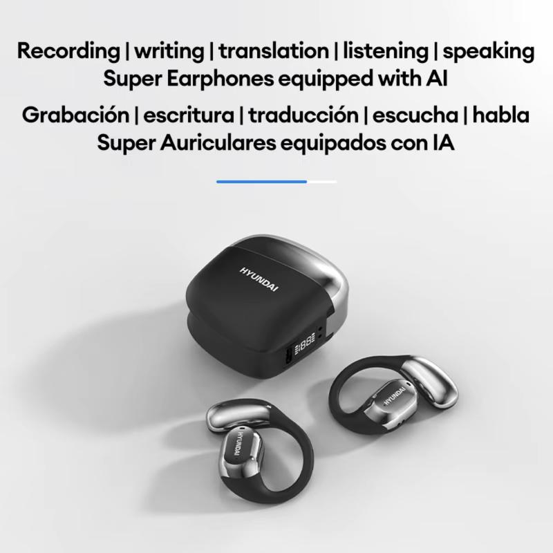 HYUNDAI Space-Y3PRO OWS AI Translation Wireless Bluetooth Earphones Support 75 Languages Translation Support Playing Music Phone Calls Headphones & Meeting Summary Earbuds