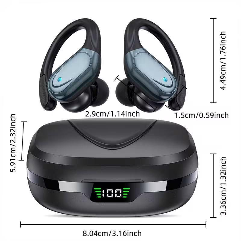 Fall Ear Hook Design Wireless Headphones with Mic, Stereo Sound Bluetooth-compatible Gaming PC Earphone for Summer, Portable Waterproof Sports Earbuds for iPhone & Android Phone, Electronic Audio & Video Product, Spring Season Gifts