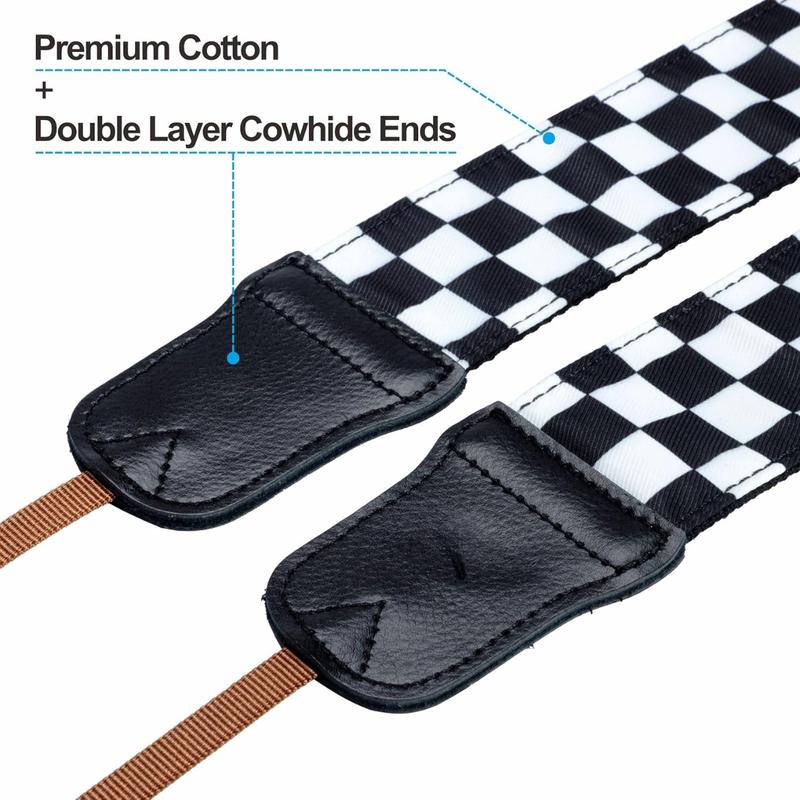 Black and White Plaid Camera Strap - 2