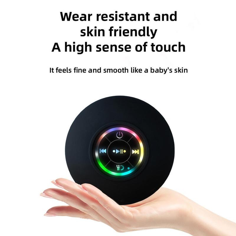 {Free Shipping}Mini Wireless Speaker with Suction CupColorful LED Lights, Built-in Mic, Shower Radio,Bluetooth Shower Speaker, Portable BluetoothSpeaker, IPX4 Waterproof, for Beach, Shower & Home