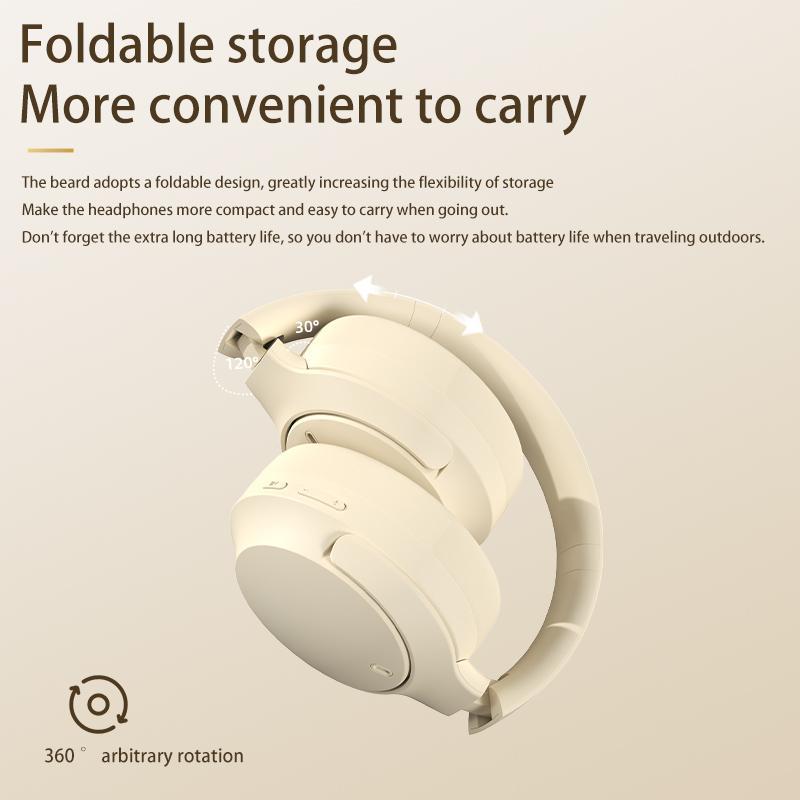 Wireless Over-ear Headphone, Noise Cancelling Headphone with Built-in Microphone, Foldable Portable Lightweight Headset for Home Office Phone PC