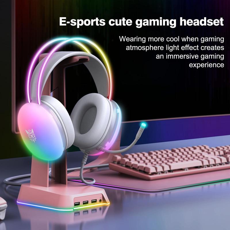 Onikuma X25 Over-ear Design Headphone, Noise Cancelling Headphone with Microphone, Gradient Light Effect Gaming Headset, E-sport Wired Headphone