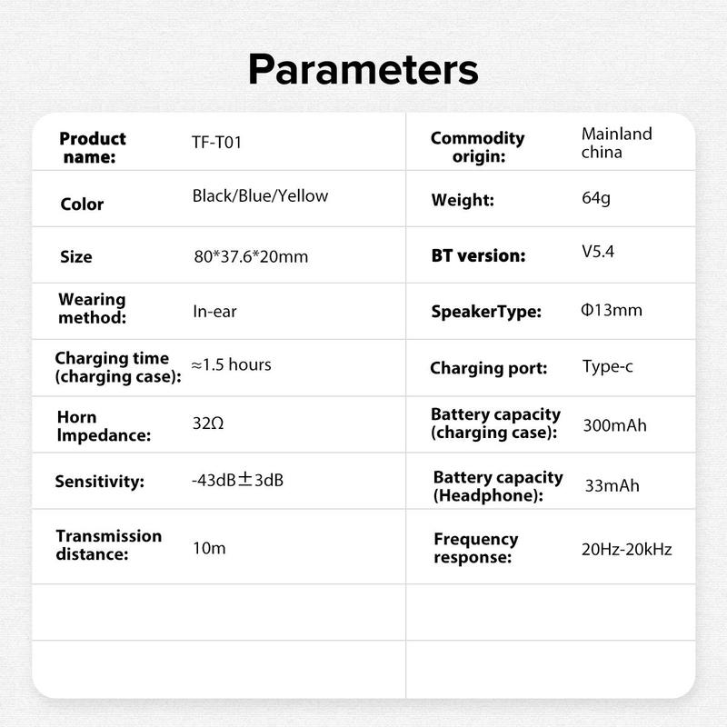 Transformers TF-T01 Wireless Headset, In-ear Deign Low Latency Headset, TWS Wireless HiFi Stereo Headset with Microphone, Stocking Fillers Gift